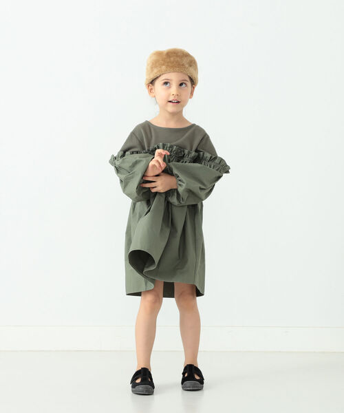 B:MING by BEAMS（ビーミングバイビームス）の「B:MING by BEAMS / 切替 フリルワンピース（90~150cm）（ワンピース・キッズ・ネイビー/オリーブ/ピンク系その他・90/100/110/120/130/140/150）」の4枚目の写真