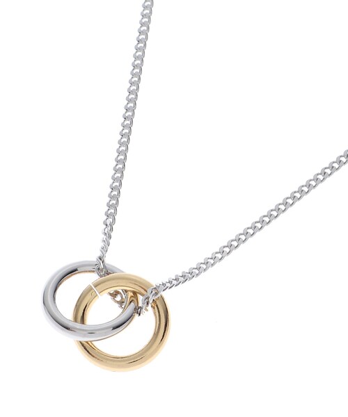 tk.TAKEO KIKUCHI(ティーケータケオキクチ)の「◆ダブルリングネックレス(ネックレス・メンズ・ブラック/シルバー/ゴールド・00)」の1枚目の写真