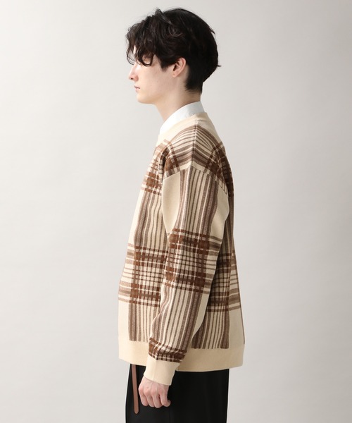 RAGEBLUE（レイジブルー）の「＜自宅洗濯可能＞タータンチェック柄ニットクルー/229692（ニット/セーター・メンズ・ダークグリーン/オフホワイト/キャメル・SMALL/LARGE/MEDIUM/X-LARGE）」の8枚目の写真