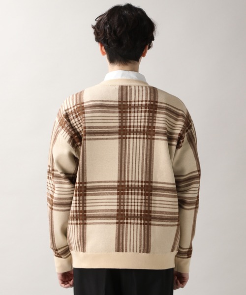 RAGEBLUE（レイジブルー）の「＜自宅洗濯可能＞タータンチェック柄ニットクルー/229692（ニット/セーター・メンズ・ダークグリーン/オフホワイト/キャメル・SMALL/LARGE/MEDIUM/X-LARGE）」の18枚目の写真