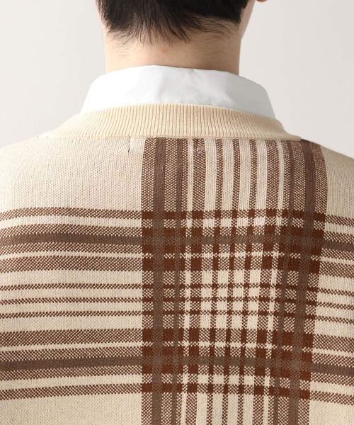 RAGEBLUE（レイジブルー）の「＜自宅洗濯可能＞タータンチェック柄ニットクルー/229692（ニット/セーター・メンズ・ダークグリーン/オフホワイト/キャメル・SMALL/LARGE/MEDIUM/X-LARGE）」の11枚目の写真