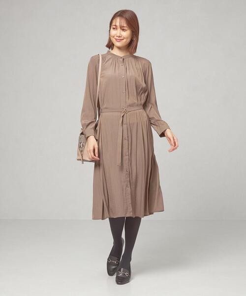 closet story(クローゼットストーリー)の「<closet story>ポリエステルサテン ギャザー ベルトワンピース -ウォッシャブル-(ワンピース・レディース・ネイビー/ピンク/モカ・FREE)」の1枚目の写真