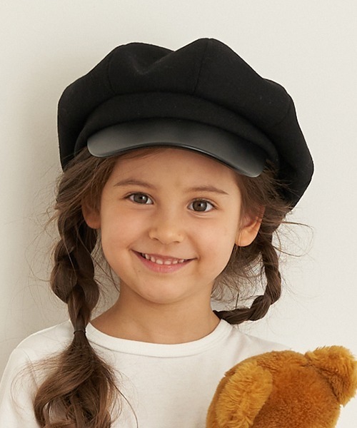 b・ROOM（ビールーム）の「フェイクウールキャスケット（キャスケット・キッズ・キャメル/ブラック・52cm/54cm）」の2枚目の写真