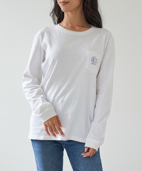 Ocean Pacific(オーシャンパシフィック)の「【OP:オーピー】レディース 胸ポケット バックプリントロングTシャツ(Tシャツ/カットソー・レディース・ホワイト/パープル/グリーン/チャコール・MEDIUM/LARGE/X-LARGE)」の14枚目の写真