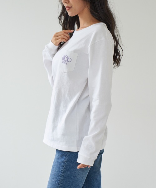 Ocean Pacific(オーシャンパシフィック)の「【OP:オーピー】レディース 胸ポケット バックプリントロングTシャツ(Tシャツ/カットソー・レディース・ホワイト/パープル/グリーン/チャコール・MEDIUM/LARGE/X-LARGE)」の15枚目の写真