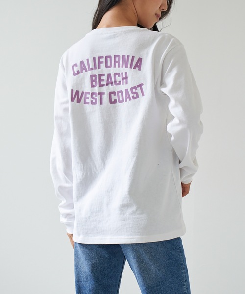 Ocean Pacific(オーシャンパシフィック)の「【OP:オーピー】レディース 胸ポケット バックプリントロングTシャツ(Tシャツ/カットソー・レディース・ホワイト/パープル/グリーン/チャコール・MEDIUM/LARGE/X-LARGE)」の16枚目の写真