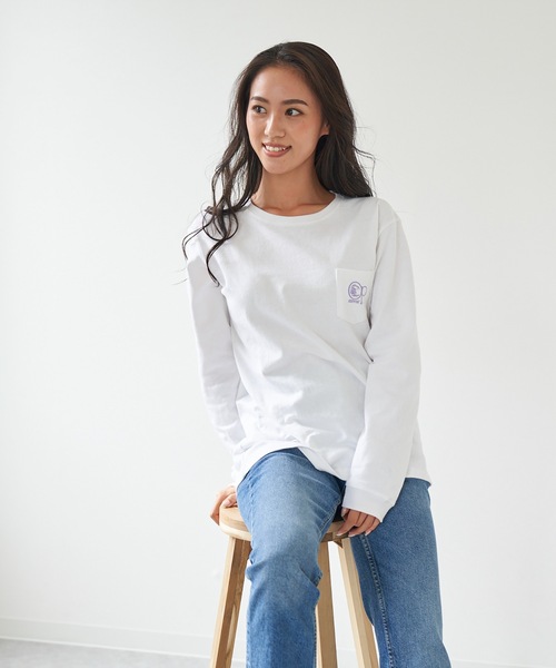 Ocean Pacific(オーシャンパシフィック)の「【OP:オーピー】レディース 胸ポケット バックプリントロングTシャツ(Tシャツ/カットソー・レディース・ホワイト/パープル/グリーン/チャコール・MEDIUM/LARGE/X-LARGE)」の11枚目の写真