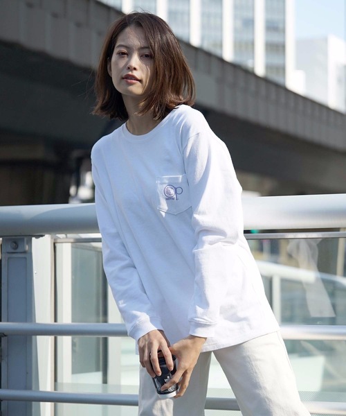 Ocean Pacific(オーシャンパシフィック)の「【OP:オーピー】レディース 胸ポケット バックプリントロングTシャツ(Tシャツ/カットソー・レディース・ホワイト/パープル/グリーン/チャコール・MEDIUM/LARGE/X-LARGE)」の8枚目の写真