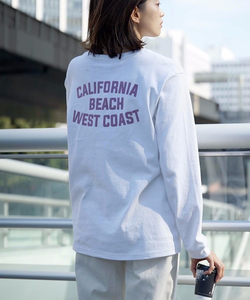 Ocean Pacific(オーシャンパシフィック)の「【OP:オーピー】レディース 胸ポケット バックプリントロングTシャツ(Tシャツ/カットソー・レディース・ホワイト/パープル/グリーン/チャコール・MEDIUM/LARGE/X-LARGE)」の10枚目の写真