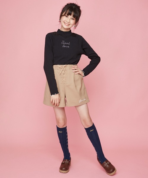 JENNI love(ジェニィラブ)の「チェリーケーブルハイソックス(ソックス/靴下・キッズ・オフホワイト/ブラック/ネイビー・19-21cm/22-24cm)」の4枚目の写真