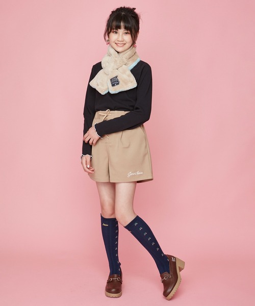 JENNI love(ジェニィラブ)の「チェリーケーブルハイソックス(ソックス/靴下・キッズ・オフホワイト/ブラック/ネイビー・19-21cm/22-24cm)」の6枚目の写真