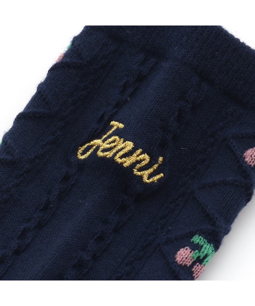 JENNI love(ジェニィラブ)の「チェリーケーブルハイソックス(ソックス/靴下・キッズ・オフホワイト/ブラック/ネイビー・19-21cm/22-24cm)」の5枚目の写真