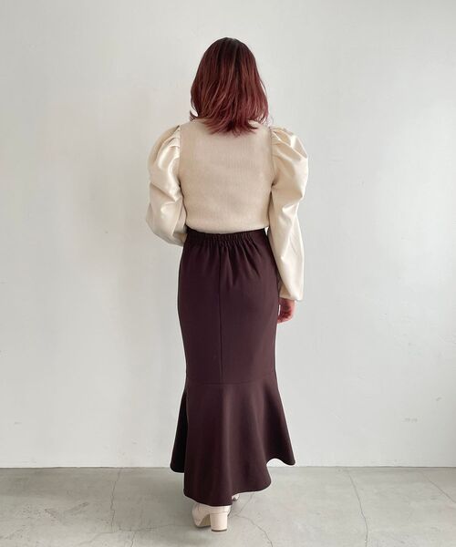 MAJESTIC LEGON(マジェスティックレゴン)の「ボリュームパフスリーブニット(ニット/セーター・レディース・アイボリー/ラベンダー/ブラック・MEDIUM/SMALL)」の14枚目の写真