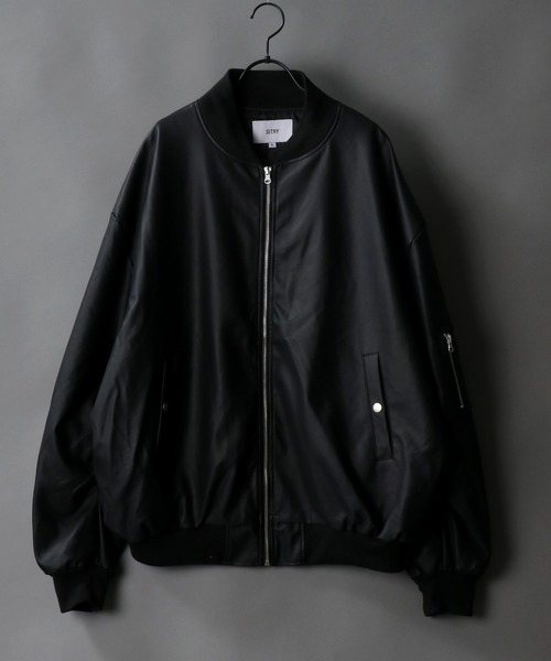 SITRY(シトリー)の「【別注】oversize synthetic leather MA-1/オーバーサイズ フェイクレザー MA-1(MA-1・メンズ・ブラック・M/L/XL)」の17枚目の写真