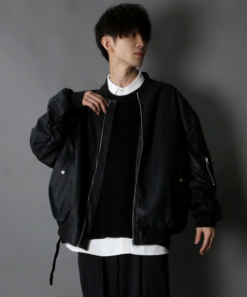 SITRY(シトリー)の「【別注】oversize synthetic leather MA-1/オーバーサイズ フェイクレザー MA-1(MA-1・メンズ・ブラック・M/L/XL)」の18枚目の写真