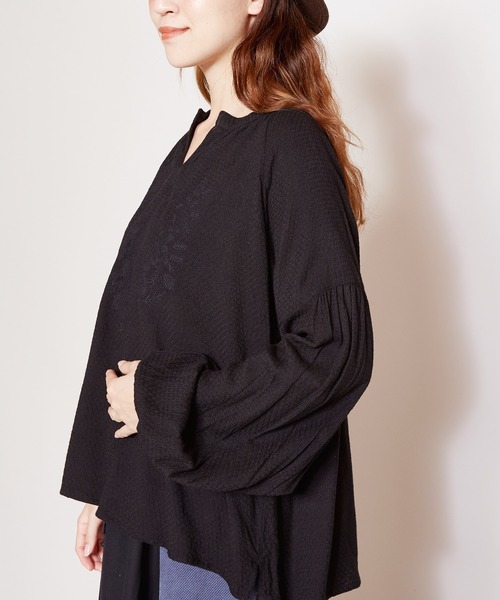 チャイハネ（チャイハネ）の「【チャイハネ】yul フラチル刺繍トップス（シャツ/ブラウス・レディース・ブラック/マスタード/グリーン・FREE）」の17枚目の写真