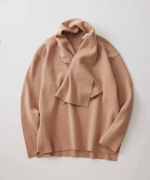 マフラー付き モックネックミラノリブオーバーサイズニット【GIFT】