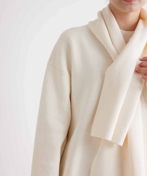 ADAM ET ROPE'(アダムエロペ)の「マフラー付き モックネックミラノリブオーバーサイズニット【GIFT】(ニット/セーター・メンズ・ダークブラウン/ベージュ/オフホワイト/ブルー・M/L)」の16枚目の写真