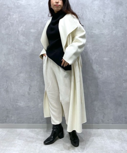 Ezick（エジック）の「リバーメルトンロングコート（ステンカラーコート・レディース・ホワイト/ブラック/カーキ・SMALL/MEDIUM）」の5枚目の写真