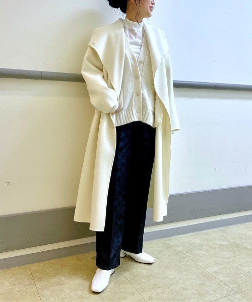 Ezick（エジック）の「リバーメルトンロングコート（ステンカラーコート・レディース・ホワイト/ブラック/カーキ・SMALL/MEDIUM）」の6枚目の写真