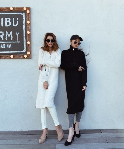 ジップアップニットワンピース（ワンピース）｜esutoreja