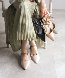 VIVIAN | 2022年春新作 ポインテッドトゥウッド柄ラウンドヒールストラップパンプス(パンプス)