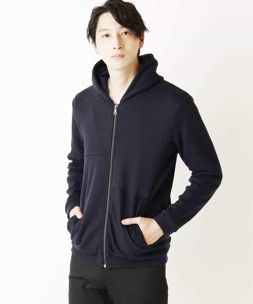 MK MICHEL KLEIN HOMME (エムケーミッシェルクランオム)の「切り替えデザインパーカー(パーカー・メンズ・ネイビー/ライトパープル/モカ・51/48/46)」の6枚目の写真