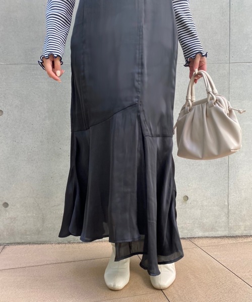 one after another NICE CLAUP（ワンアフターアナザーナイスクラップ）の「Sサイズあり　バックレースアップマーメイドスカート（スカート・レディース・ブラック/モカ/ライトベージュ/ドット/パープル系その他・SMALL/MEDIUM）」の10枚目の写真