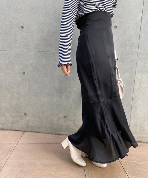 one after another NICE CLAUP（ワンアフターアナザーナイスクラップ）の「Sサイズあり　バックレースアップマーメイドスカート（スカート・レディース・ブラック/モカ/ライトベージュ/ドット/パープル系その他・SMALL/MEDIUM）」の8枚目の写真