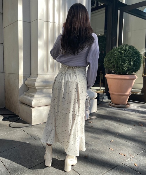 one after another NICE CLAUP（ワンアフターアナザーナイスクラップ）の「Sサイズあり　バックレースアップマーメイドスカート（スカート・レディース・ブラック/モカ/ライトベージュ/ドット/パープル系その他・SMALL/MEDIUM）」の12枚目の写真