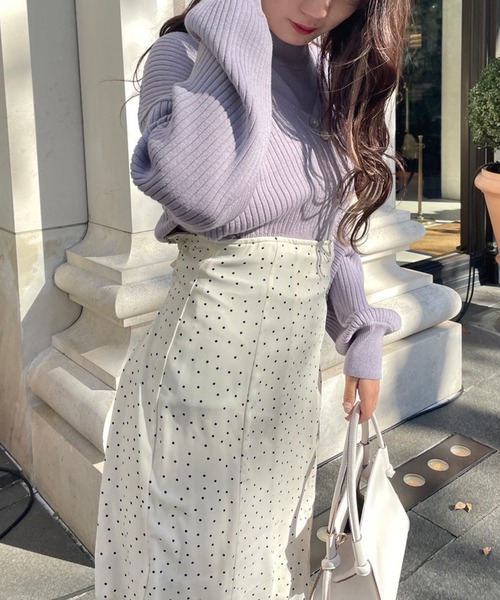 one after another NICE CLAUP（ワンアフターアナザーナイスクラップ）の「Sサイズあり　バックレースアップマーメイドスカート（スカート・レディース・ブラック/モカ/ライトベージュ/ドット/パープル系その他・SMALL/MEDIUM）」の14枚目の写真