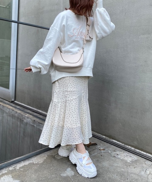 one after another NICE CLAUP（ワンアフターアナザーナイスクラップ）の「Sサイズあり　バックレースアップマーメイドスカート（スカート・レディース・ブラック/モカ/ライトベージュ/ドット/パープル系その他・SMALL/MEDIUM）」の17枚目の写真