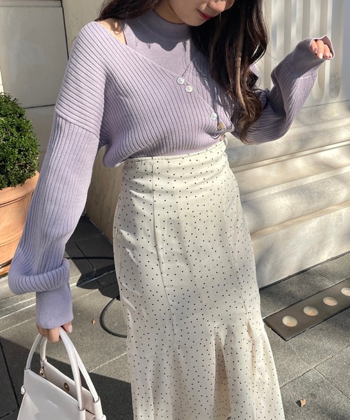 one after another NICE CLAUP（ワンアフターアナザーナイスクラップ）の「Sサイズあり　バックレースアップマーメイドスカート（スカート・レディース・ブラック/モカ/ライトベージュ/ドット/パープル系その他・SMALL/MEDIUM）」の15枚目の写真