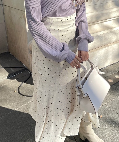 one after another NICE CLAUP（ワンアフターアナザーナイスクラップ）の「Sサイズあり　バックレースアップマーメイドスカート（スカート・レディース・ブラック/モカ/ライトベージュ/ドット/パープル系その他・SMALL/MEDIUM）」の13枚目の写真