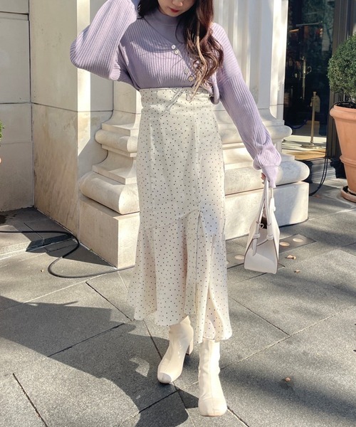 one after another NICE CLAUP（ワンアフターアナザーナイスクラップ）の「Sサイズあり　バックレースアップマーメイドスカート（スカート・レディース・ブラック/モカ/ライトベージュ/ドット/パープル系その他・SMALL/MEDIUM）」の11枚目の写真