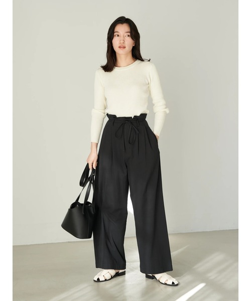 earth music&ecology（アースミュージックアンドエコロジー）の「ペーパーバックパンツ（ツイル）*（その他パンツ・レディース・ブラック/ライトグリーン/グレイッシュベージュ・FREE）」の8枚目の写真