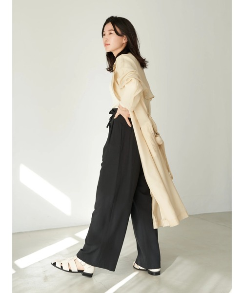 earth music&ecology（アースミュージックアンドエコロジー）の「ペーパーバックパンツ（ツイル）*（その他パンツ・レディース・ブラック/ライトグリーン/グレイッシュベージュ・FREE）」の10枚目の写真