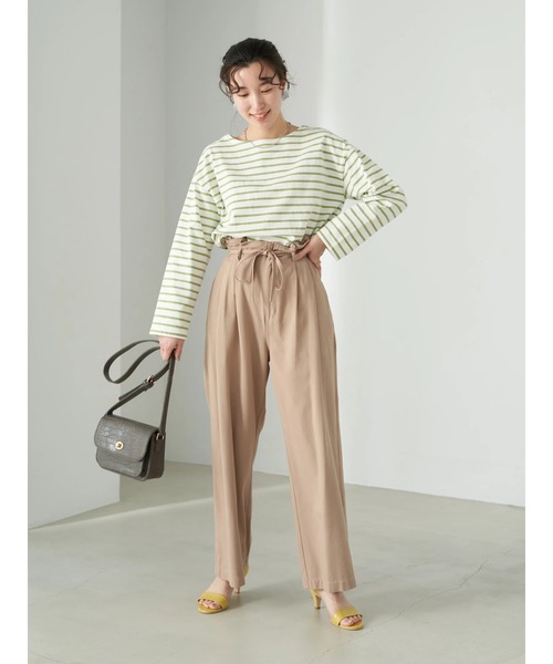 earth music&ecology（アースミュージックアンドエコロジー）の「ペーパーバックパンツ（ツイル）*（その他パンツ・レディース・ブラック/ライトグリーン/グレイッシュベージュ・FREE）」の18枚目の写真