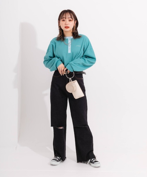 nemne store(ネンネストア)の「ワンポイント刺繍サーマルロンT(Tシャツ/カットソー・レディース・ベージュ/オレンジ/ブルー/アイボリー・フリー)」の20枚目の写真