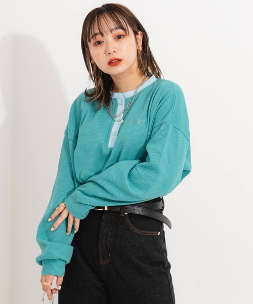 nemne store(ネンネストア)の「ワンポイント刺繍サーマルロンT(Tシャツ/カットソー・レディース・ベージュ/オレンジ/ブルー/アイボリー・フリー)」の19枚目の写真