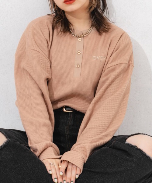 nemne store(ネンネストア)の「ワンポイント刺繍サーマルロンT(Tシャツ/カットソー・レディース・ベージュ/オレンジ/ブルー/アイボリー・フリー)」の13枚目の写真