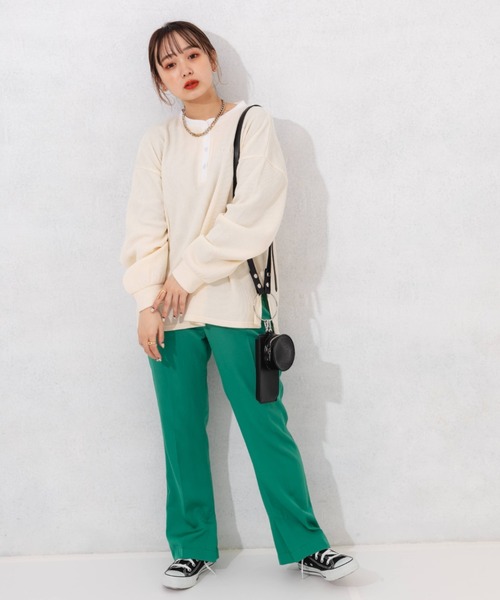 nemne store(ネンネストア)の「ワンポイント刺繍サーマルロンT(Tシャツ/カットソー・レディース・ベージュ/オレンジ/ブルー/アイボリー・フリー)」の16枚目の写真