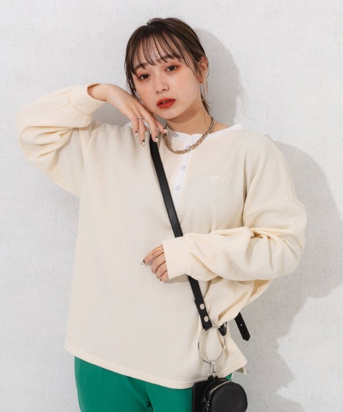 nemne store(ネンネストア)の「ワンポイント刺繍サーマルロンT(Tシャツ/カットソー・レディース・ベージュ/オレンジ/ブルー/アイボリー・フリー)」の22枚目の写真