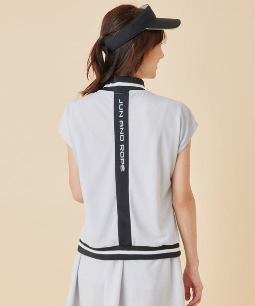 JUN&ROPE'（ジュンアンドロペ）の「【セットアップ対応】メッシュコンビ　リブ配色モックネックプルオーバー（Tシャツ/カットソー・レディース・ピンク/ブラック/グレー/ホワイト・M/L/S）」の9枚目の写真