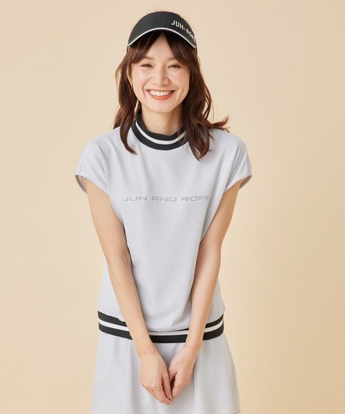 JUN&ROPE'（ジュンアンドロペ）の「【セットアップ対応】メッシュコンビ　リブ配色モックネックプルオーバー（Tシャツ/カットソー・レディース・ピンク/ブラック/グレー/ホワイト・M/L/S）」の3枚目の写真