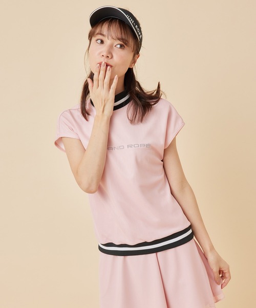 JUN&ROPE'（ジュンアンドロペ）の「【セットアップ対応】メッシュコンビ　リブ配色モックネックプルオーバー（Tシャツ/カットソー・レディース・ピンク/ブラック/グレー/ホワイト・M/L/S）」の4枚目の写真