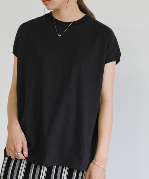 select MOCA（セレクトモカ）の「フレンチスリーブコットントップス（Tシャツ/カットソー・レディース・ホワイト/ブラック/ベージュ/ネイビー・FREE）」の3枚目の写真
