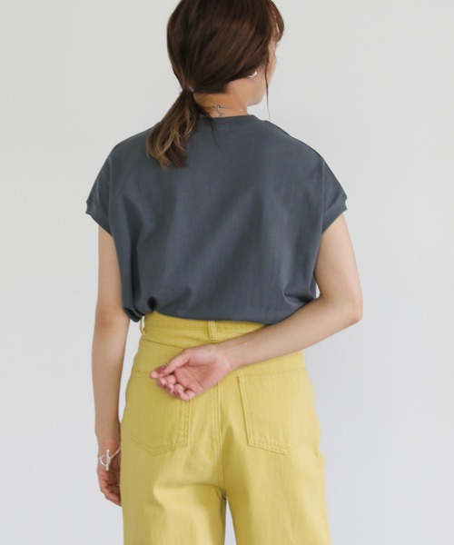 select MOCA（セレクトモカ）の「フレンチスリーブコットントップス（Tシャツ/カットソー・レディース・ホワイト/ブラック/ベージュ/ネイビー・FREE）」の13枚目の写真