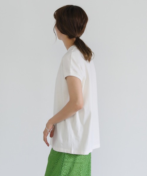 select MOCA（セレクトモカ）の「フレンチスリーブコットントップス（Tシャツ/カットソー・レディース・ホワイト/ブラック/ベージュ/ネイビー・FREE）」の9枚目の写真