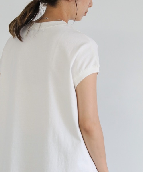 select MOCA（セレクトモカ）の「フレンチスリーブコットントップス（Tシャツ/カットソー・レディース・ホワイト/ブラック/ベージュ/ネイビー・FREE）」の8枚目の写真